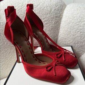 Elegant Red Satin Women's Shoes
